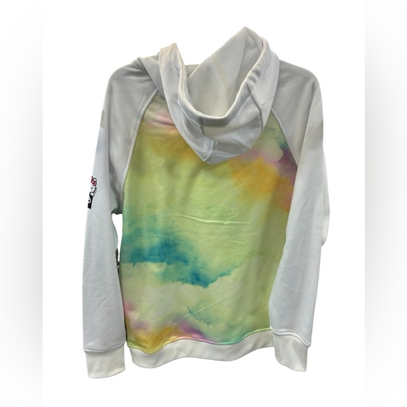 686 x Hello Kitty Cloud Ladies Colorful Pastel Tie Dye Bonded Fleece Hoodie Sz L - Picture 5 of 9